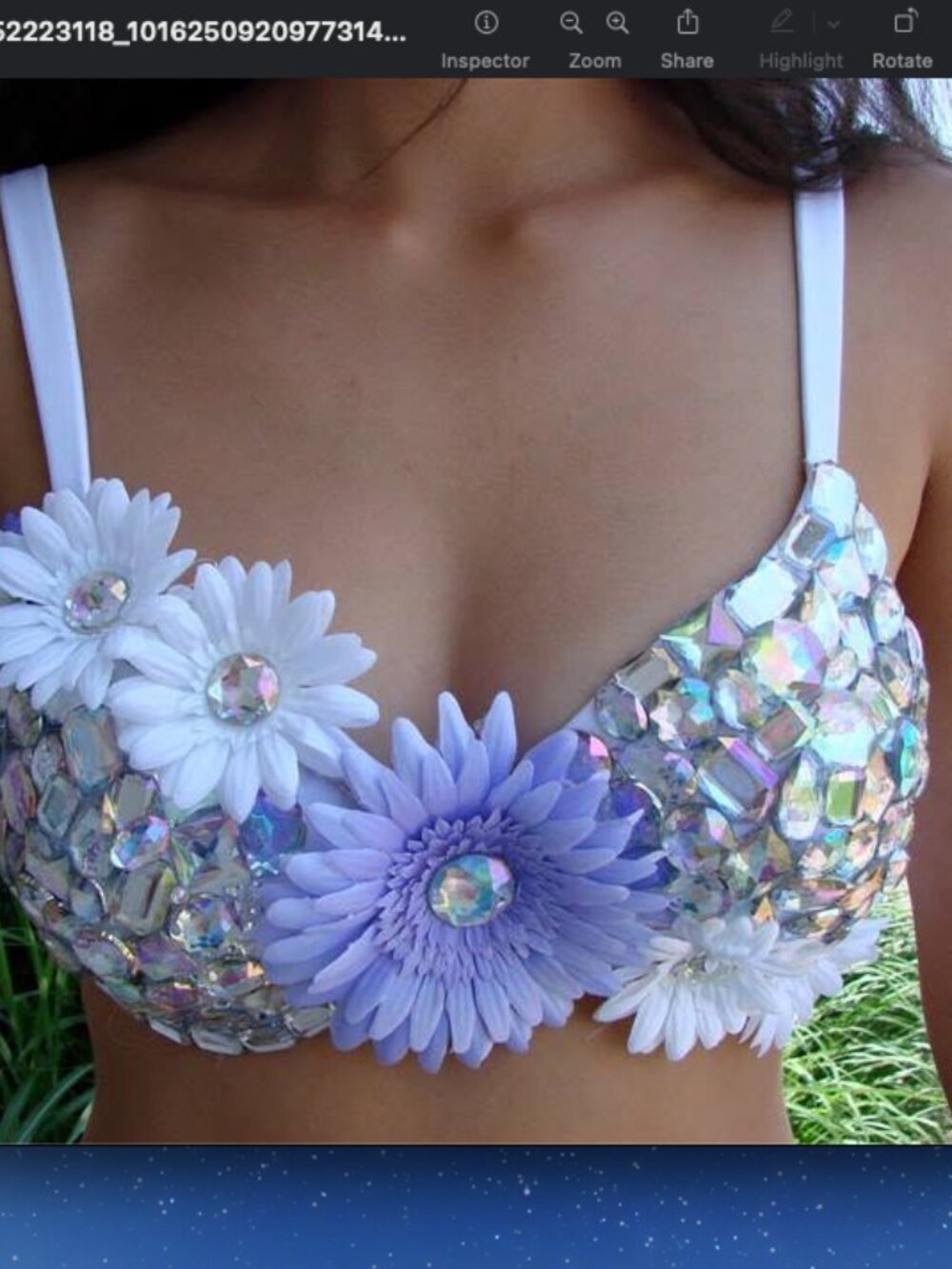 Music Festival Top Boho Concerts Flowers Rhinestones Gems Lights Up Small